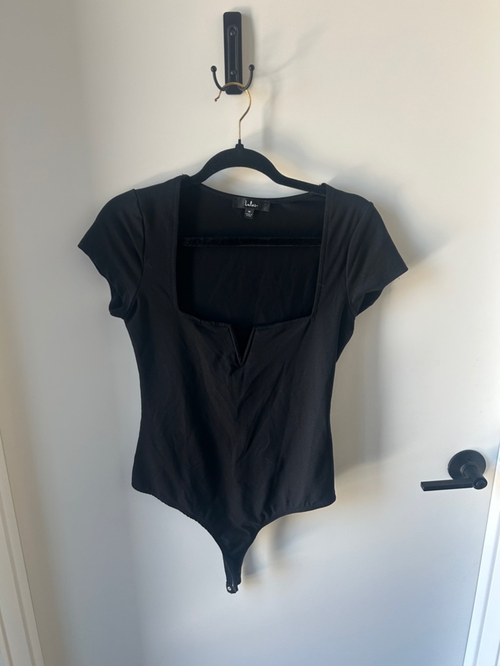 Lulus Black Square Neck Short Sleeve Bodysuit